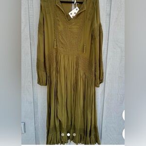 Free People Green Flowy Maxi Dress